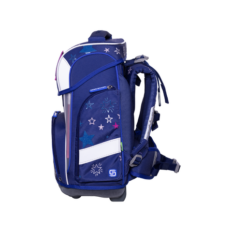 Raffiniert designierte Mädchenschultasche „Shooting Star“ von Schneiders, Modell Ergolite, mit ergonomischem Design, gepolsterten Trägern und mehreren Fächern für optimale Organisation.