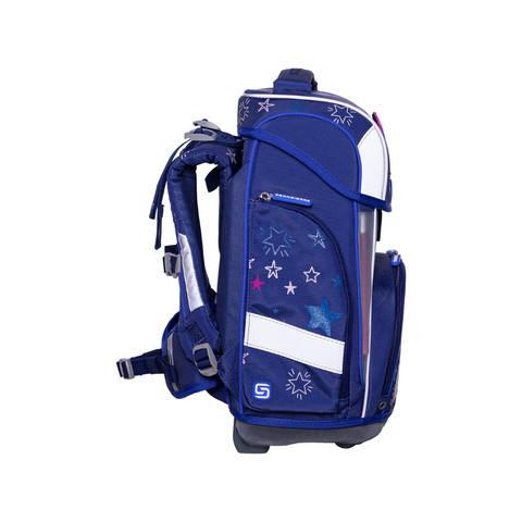 Raffiniert designierte Mädchenschultasche „Shooting Star“ von Schneiders, Modell Ergolite, mit ergonomischem Design, gepolsterten Trägern und mehreren Fächern für optimale Organisation.