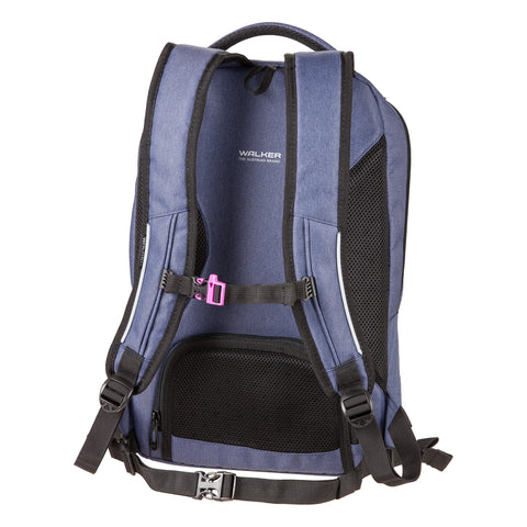Der Mädchenrucksack von Walker in der Farbe blau mit roa Details ist der perfekte Begleiter sowohl für den Alltag als auch für die Schule. Rucksack online kaufen.