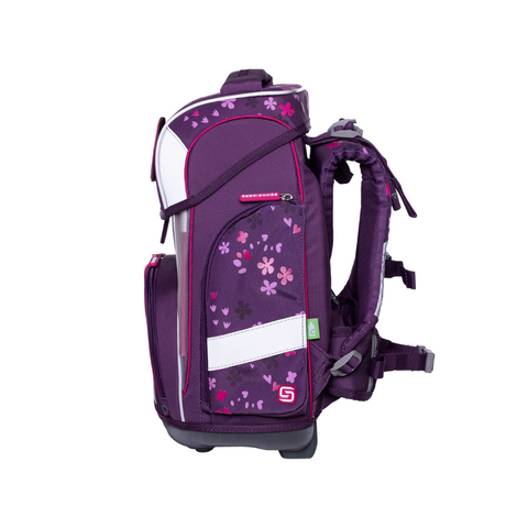 Raffiniert gestaltete Mädchenschultasche „Berry Blossom" von Schneiders, Modell Ergolite, mit ergonomischem Design, gepolsterten Trägern und mehreren Fächern für optimale Organisation.