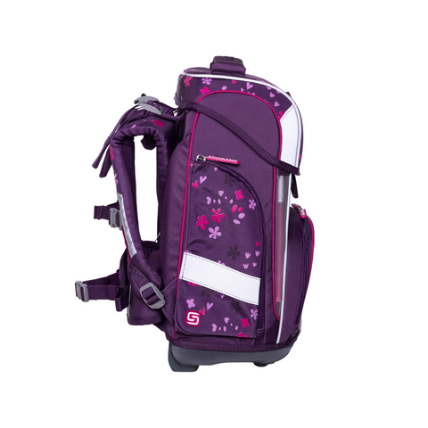 Raffiniert gestaltete Mädchenschultasche „Berry Blossom" von Schneiders, Modell Ergolite, mit ergonomischem Design, gepolsterten Trägern und mehreren Fächern für optimale Organisation.