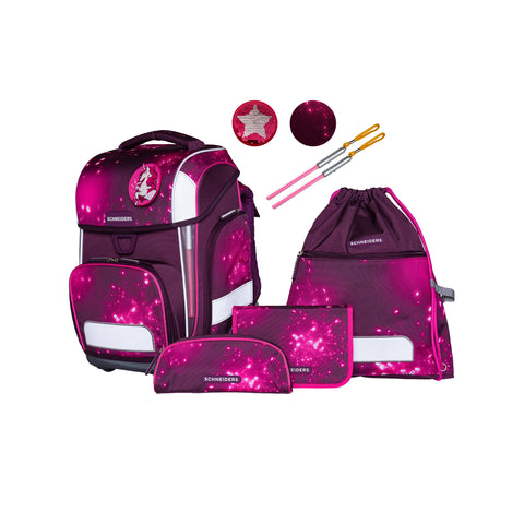Schultasche „Berry Cosmos“ von Schneiders, Modell Ergolite, mit ergonomischem Design, gepolsterten Trägern und mehreren Fächern für optimale Organisation.