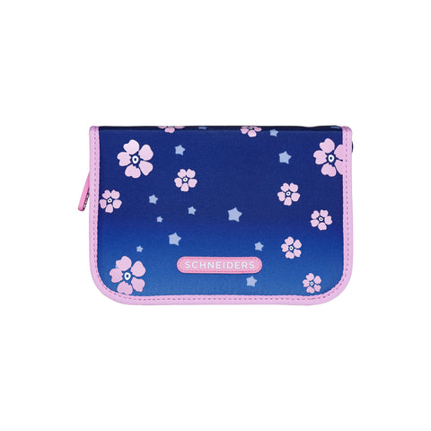 Federpennal „Blue Bloom“ von Schneiders, Modell Ergolite, mit ergonomischem Design, gepolsterten Trägern und mehreren Fächern für optimale Organisation.