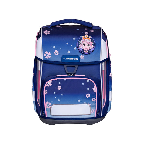 Schultasche „Blue Bloom“ von Schneiders, Modell Ergolite, mit ergonomischem Design, gepolsterten Trägern und mehreren Fächern für optimale Organisation.