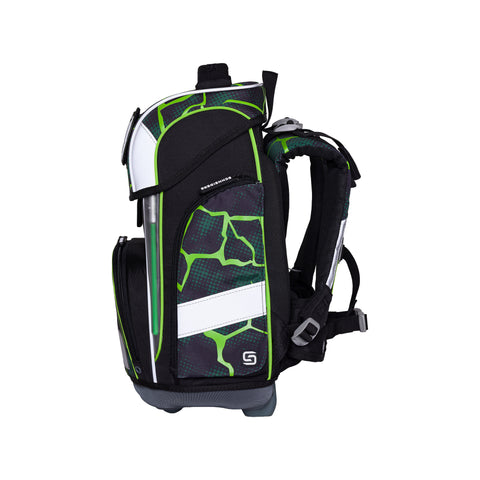 Jungenschultasche „Crash“ von Schneiders, Modell Ergolite, mit ergonomischem Design, gepolsterten Trägern und mehreren Fächern für optimale Organisation.