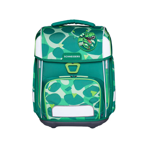 Jungenschultasche „Dino Dance“ von Schneiders, Modell Ergolite, mit ergonomischem Design, gepolsterten Trägern und mehreren Fächern für optimale Organisation.