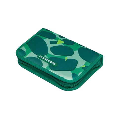 Federpennal „Dino Dance“ von Schneiders, Modell Ergolite, mit ergonomischem Design, gepolsterten Trägern und mehreren Fächern für optimale Organisation.