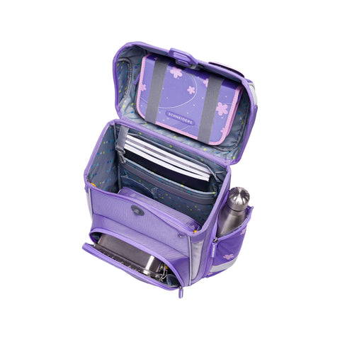 Schultasche „Flowery“ von Schneiders, Modell Ergolite, mit ergonomischem Design, gepolsterten Trägern und mehreren Fächern für optimale Organisation.