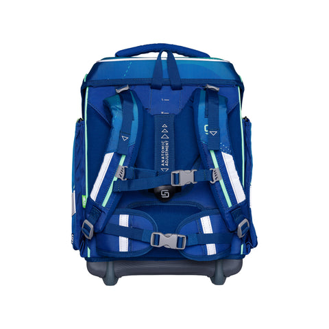 Schultasche „Geo Motion“ von Schneiders, Modell Ergolite, mit ergonomischem Design, gepolsterten Trägern und mehreren Fächern für optimale Organisation.