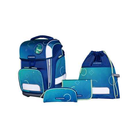 Schultasche „Geo Motion“ von Schneiders, Modell Ergolite, mit ergonomischem Design, gepolsterten Trägern und mehreren Fächern für optimale Organisation.