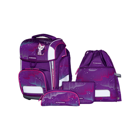 Schultasche „Wavy Dots“ von Schneiders, Modell Ergolite, mit ergonomischem Design, gepolsterten Trägern und mehreren Fächern für optimale Organisation.