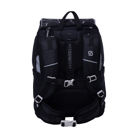 Raffiniert designierte Jungenschultasche Ergoplus „Dark Hunter“ von Schneiders, Modell Ergolite, mit ergonomischem Design, gepolsterten Trägern und mehreren Fächern für optimale Organisation.