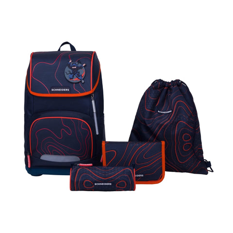 Raffiniert designierte Jungenschultasche Ergoplus „Ninja Revenge“ von Schneiders, Modell Ergolite, mit ergonomischem Design, gepolsterten Trägern und mehreren Fächern für optimale Organisation.