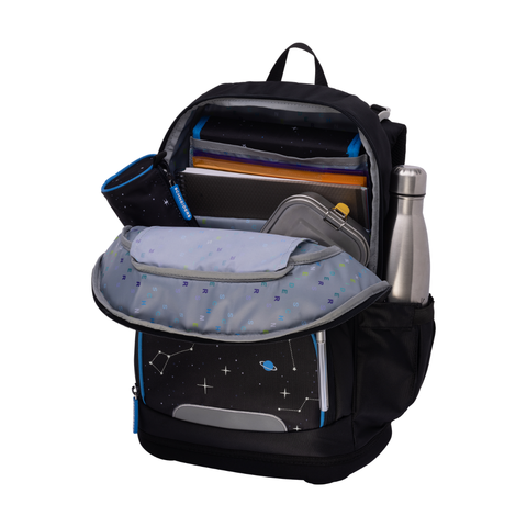 Raffiniert designierte Jungenschultasche Ergoplus „Space Quest“ von Schneiders, Modell Ergolite, mit ergonomischem Design, gepolsterten Trägern und mehreren Fächern für optimale Organisation.