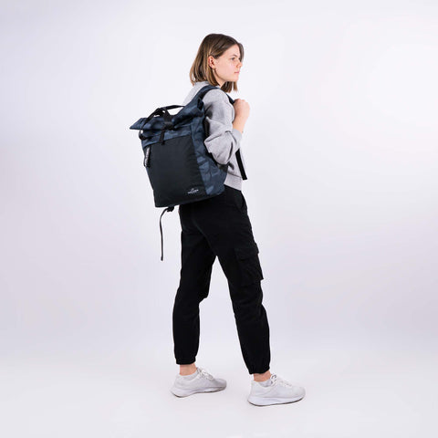 Classic Backpack Roll Top Blue Camouflage