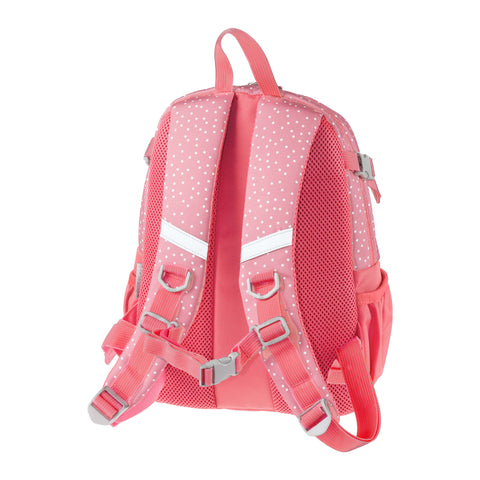 Der Molly Melon Rucksack verfügt über einen gepolsterten Rücken und ergonomische Schulterriemen, um den Rücken des Kindes zu schonen.